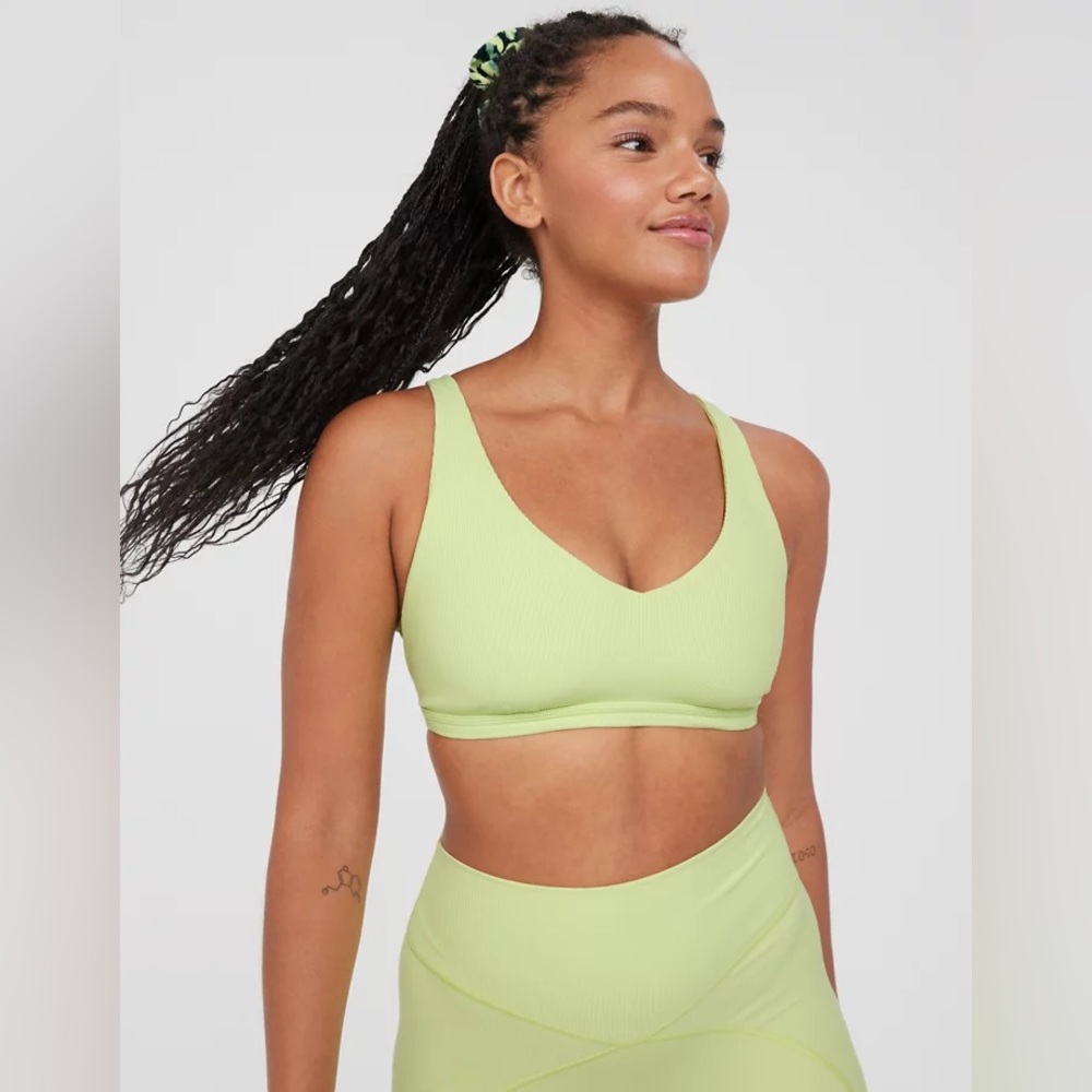 OFFLINE Aerie Goals Ribbed Plunge Sports Bra Small Gym Yoga Activewear Outdoors